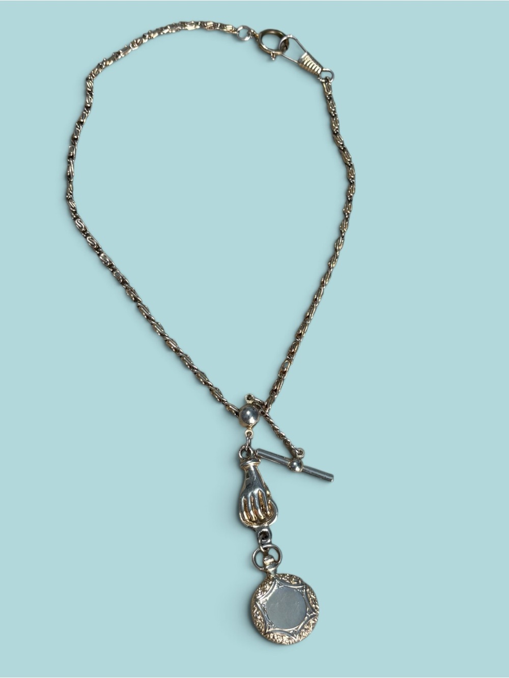 Vintage Gold Hand & Coin Charm Necklace